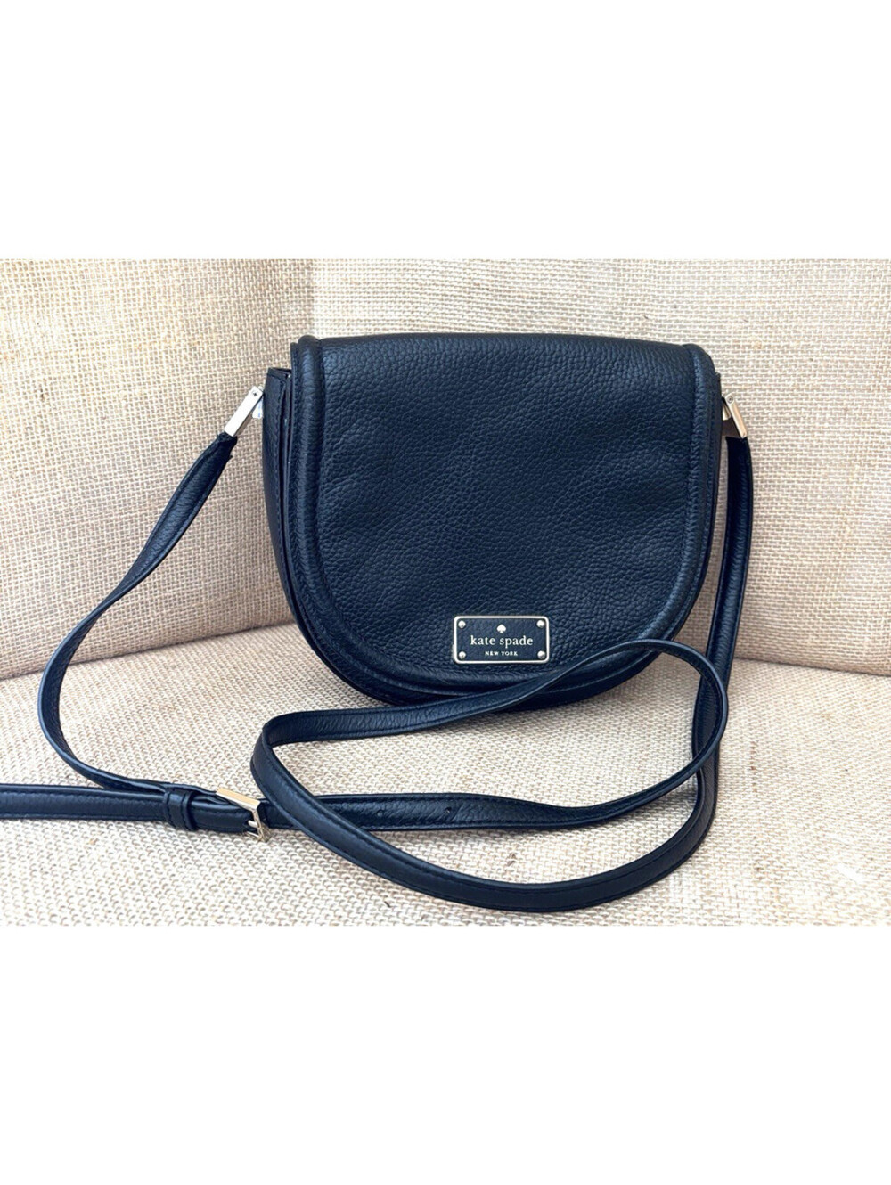 Kate Spade Oliver Street Lilly Leather Crossbody Shoulder Handbag Saddle Bag Blk